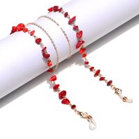 Metal non-slip chain with natural red stone for glasses and masks GL1207