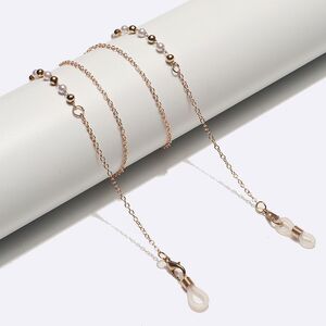 Металлическая нескользящая цепочка золотого цвета, с бусинами, для очков и масок GL1621