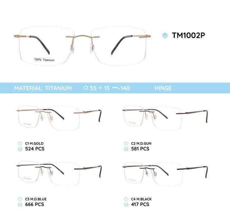 Rimless titanium metal frame TM1002P