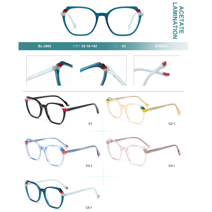 Plastic frames for glasses, acetate lamination with spring hinges Big City BL-2802