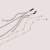 Metal non-slip chain set 2-piece, with pearl and beads, for glasses and masks GM008