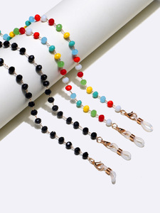 Набор из двух цепочек для очков с черными и цветными кристаллами GM095