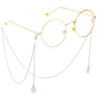 Silver-colored metal non-slip chain, with pendant teardrop, for glasses and masks GL337