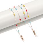 Gold-colored metal non-slip chain, with colored crystal, for glasses and masks GL1517