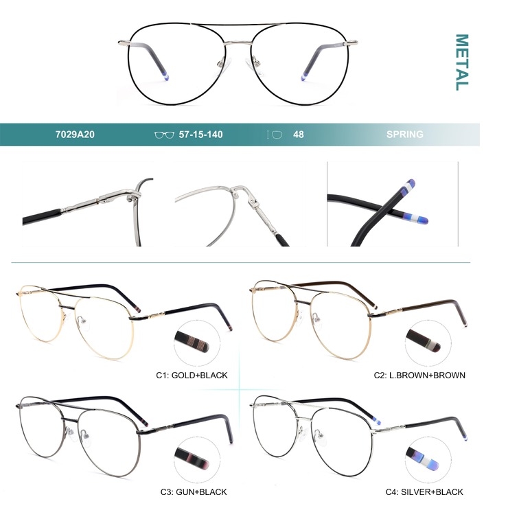 Metal frames for glasses with flex hinges Big City 7029A20