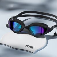 Swimming waterproof anti-fog goggles, with earplugs and cap, diopters from -1.50 to -6.00, 6045-YU