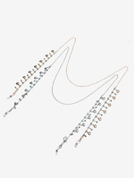 Цепочка для очков с жемчужными бусинами, комплект из двух штук, золотая и серебряная GM033