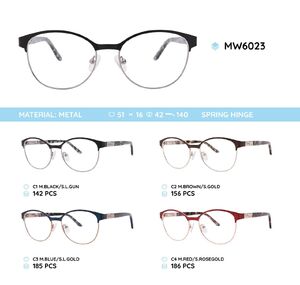 Metal women's frame for glasses with spring hinges MW6023