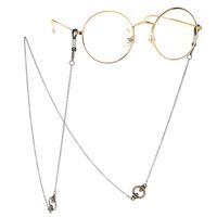 Bronze-colored metal non-slip chain, with double skull, for glasses and masks GL128