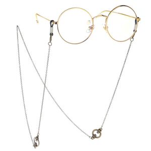 Металлическая нескользящая цепочка бронзового цвета, c двойным черепом, для очков и масок GL128