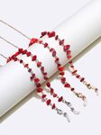Metal non-slip set gold and silver chain with natural red stone for glasses and masks GM126