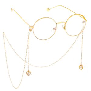 Metal non-slip chain, with pendant heart with zircon, for glasses and masks GL396