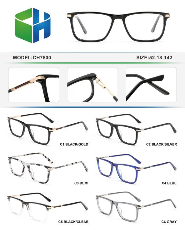 Plastic acetate frame with spring hinges CH7800-DA