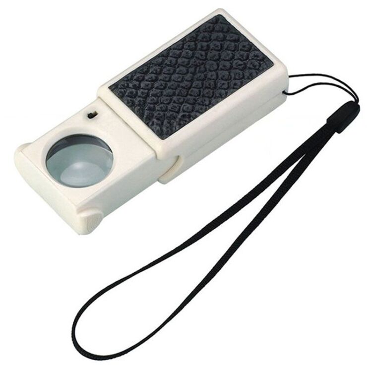 Folding magnifier with universal backlight 9881A-XX, dimensions: ⌀25 mm. Magnification: 45Х