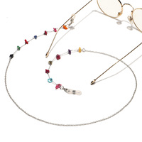 Gold glasses chain with rice-shaped pearls GS061