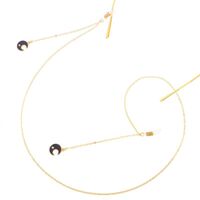Gold-colored metal non-slip chain, with black moon and star pendant, for glasses and masks GL282