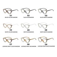 Plastic glasses with blue light protection for women 22029镶钻-PN