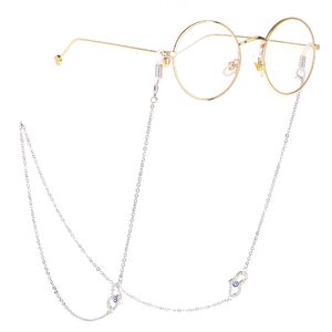 Металлическая нескользящая цепочка серебряного цвета, с сердцем со стразами, для очков и масок GL230