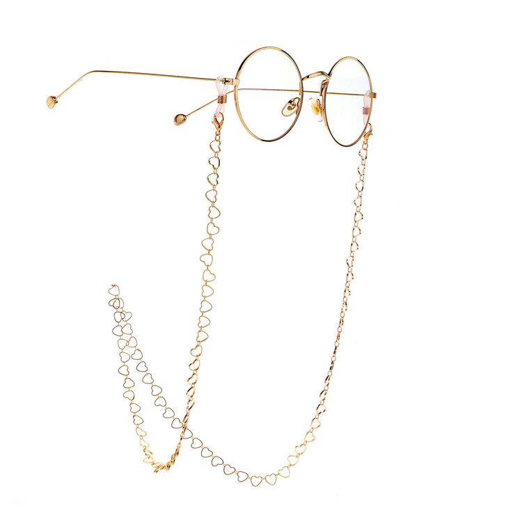 Metal non-slip chain gold, with cooper hollow heart, for glasses and masks GL1000