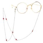 Metal non-slip chain, with red beads, for glasses and masks GL110