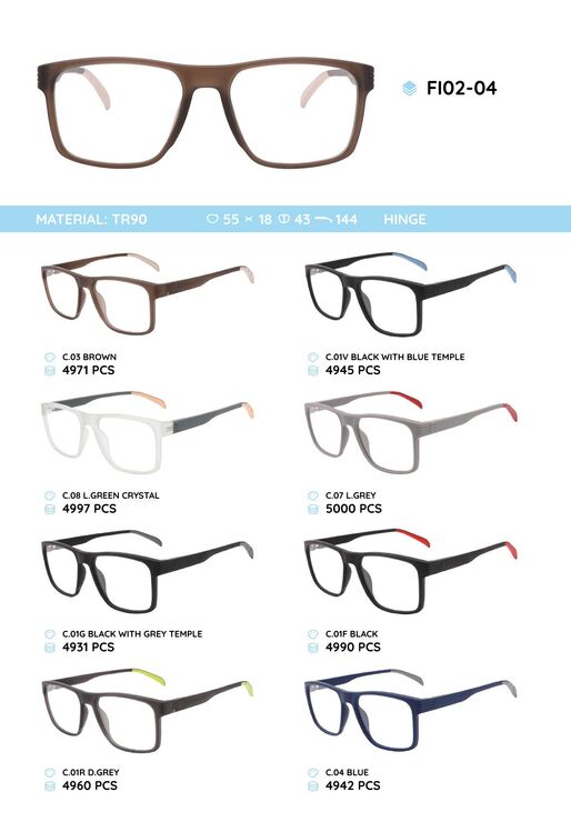TR90 plastic eyeglasses frame FI02-04