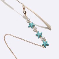 Gold-colored metal non-slip chain, with starfish and pearl, for glasses and masks GL1739