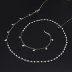 Silver-colored metal non-slip chain, with silver shell and pearl, for glasses and masks GL920