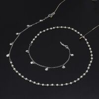 Silver-colored metal non-slip chain, with silver shell and pearl, for glasses and masks GL920