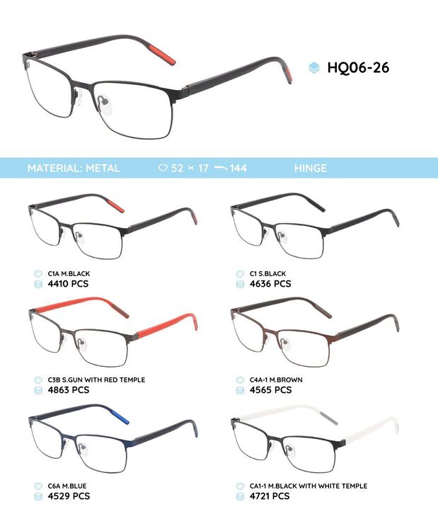 Металлическая оправа с дужками из материала TR-90 HQ06-26