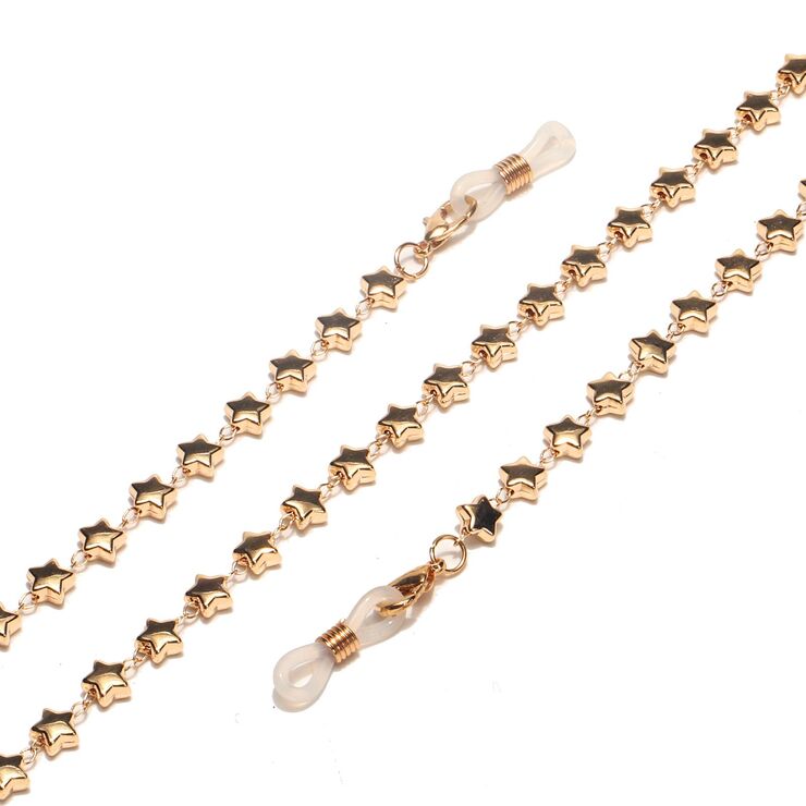 Gold-colored metal non-slip chain, with gold star, for glasses and masks GL1556