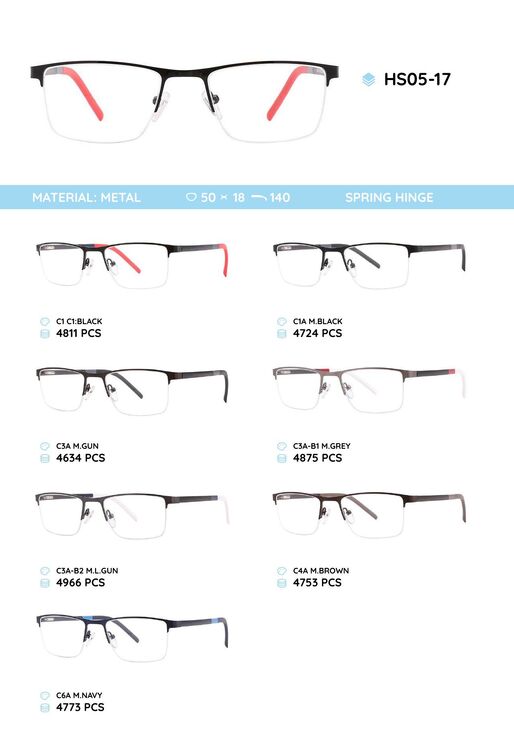 Nylor metal frame with TR-90 temples HS05-17