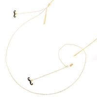 Gold-colored metal non-slip chain, with a mustache pendant, for glasses and masks GL280