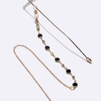 Gold-colored metal non-slip chain, with black crystal and pearl, for glasses and masks GL1392