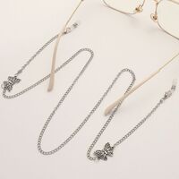 Silver-colored metal non-slip chain, with butterflies, for glasses and masks GL1872