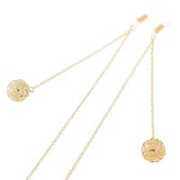 Металлическая нескользящая цепочка золотого цвета, с подвеской в виде полого шарика со стразами, для очков и масок GL252