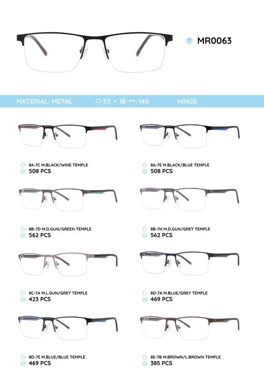 Metal frame with temples made of TR-90 material MR0063