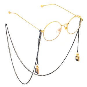 Black-colored metal non-slip chain, with pendant perfume bottle, for glasses and masks GL670