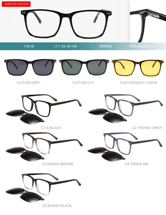 Оправа пластиковая из материала ацетат, с флексом + насадка солнцезащитная (клипон) Big City F3018