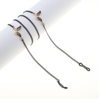 Black-colored metal non-slip chain, with butterfly with rhinestone, for glasses and masks GL858
