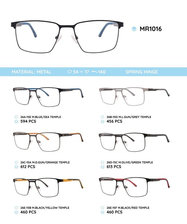 Metal frame with TR-90 temples with spring hinges MR1016