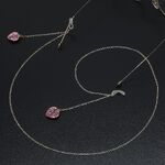 Gold-colored metal non-slip chain, with pendant crystal heart, for glasses and masks GL568