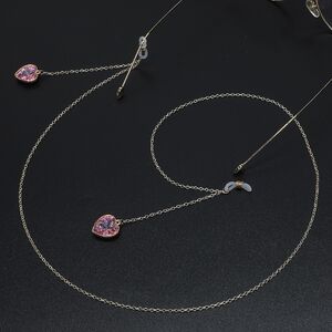 Металлическая нескользящая цепочка золотого цвета, с подвеской хрустальное сердце, для очков и масок GL568