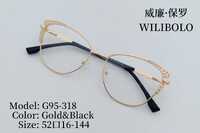 Оправа металлическая ультратонкая женская с флексом и стразами Wilibolo G95-318