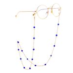 Gold-colored metal non-slip chain, with blue eye beads, for glasses and masks GL874