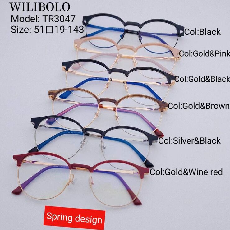 Metal + TR90 ultrathin women's frames with spring hinges Wilibolo TR3047