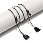 Black-colored metal non-slip chain, with pendant black angel ghost, for glasses and masks GL1515