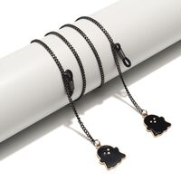Black-colored metal non-slip chain, with pendant black angel ghost, for glasses and masks GL1515