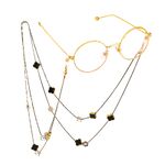 Metal non-slip chain double black, with grass pendant, for glasses and masks GL653