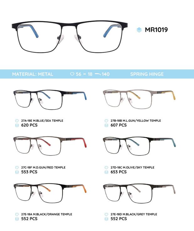 Металлическая оправа с дужками из материала TR-90 со встроенным флексом MR1019