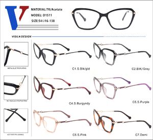 Plastic acetate TR90 + metall frame with spring hinges D1511-DA